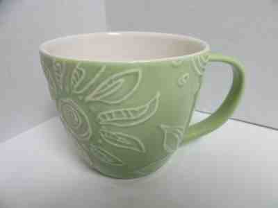Starbucks Mug 2006 Green Embossed Floral Hearts 12 oz - Sold on eBay Jul, 2nd 2019 for $22.49