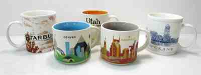 Lot of 5 Starbucks Collectors Coffee Mugs - You Are Here Utah Denver Spokane - Sold on eBay Jul, 2nd 2019 for $57.00