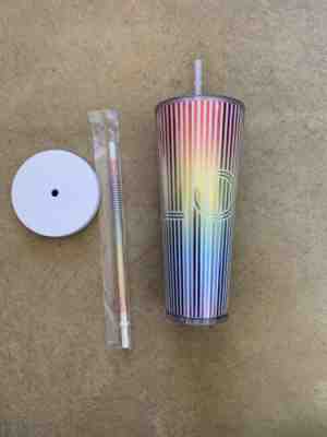 Starbucks 2019 Pride Collection Cold Cup Love Rainbow Foil White 24oz Tumbler - Sold on eBay Jul, 2nd 2019 for $25.99