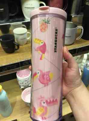 Starbucks 2018 Summer Hot Toucan Pink Tumbler Water Bottle 591ml - Sold on eBay Jul, 2nd 2019 for $39.99