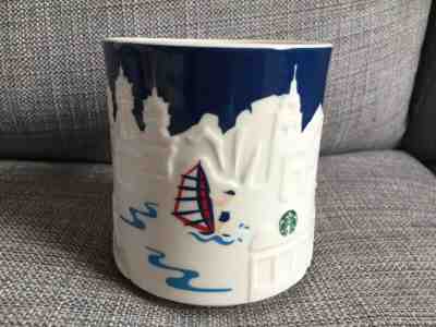 STARBUCKS COFFEE CITY MUG COLLECTION CHINA - QINGDAO CITY RELIEF SKYLINE NEW 