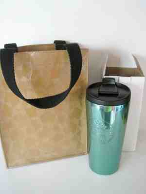 Starbucks Tumbler Metallic Green Mermaid Stainless Steel 16 fl oz Cup Bag Set - Sold on eBay Jul, 1st 2019 for $20.56