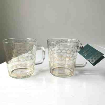 Lot of 2 Starbucks 2017 Mug Anniversary Collection Clear Glass Gold Scales New - Sold on eBay Jul, 1st 2019 for $32.00
