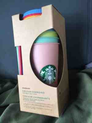 Starbucks Color Changing Reusable Cold Cup Collection Pack of 5 Lids Straws 24oz - Sold on eBay Jul, 1st 2019 for $80.99