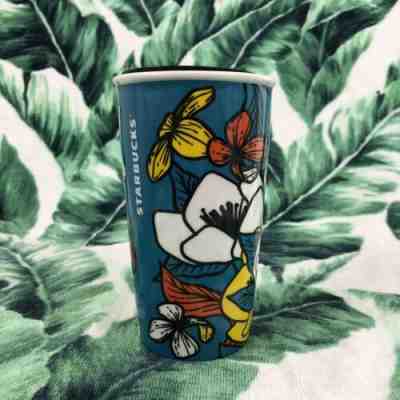 NEW Starbucks 2019 Ceramic Poppy Flower Travel Cup Mug 12oz Blue Spring Summer - Sold on eBay Jul, 1st 2019 for $24.99