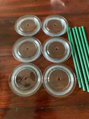 STARBUCKS GRANDE Replacement Straws 6 16oz Green Plus Lids - Sold on eBay Jul, 1st 2019 for $15.50
