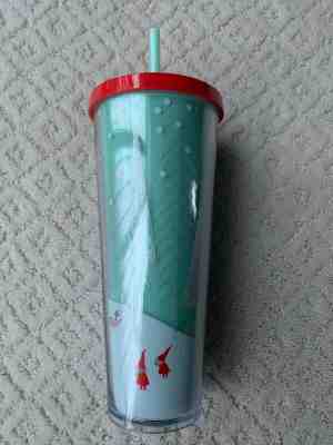NEW Starbucks 2018 Holiday Venti 24oz Cold Cup Tress Gnomes Elves Red and Green - Sold on eBay Jul, 1st 2019 for $27.75