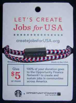 2 Starbucks INDIVISIBLE Bracelet Wristband USA Blue White Red Stretches - Sold on eBay Jul, 1st 2019 for $20.00