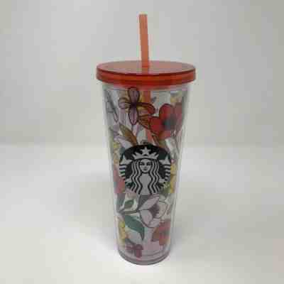 Starbucks Floral Print Acrylic Cold Cup Tumbler Straw Reusable Venti 24oz NEW - Sold on eBay Jul, 1st 2019 for $32.00