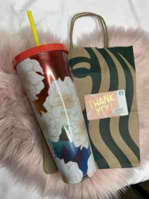 Starbucks NEW SUMMER 2019 Cold Cup Tumbler Venti 24 oz RARE MULTI COLOR FLORAL - Sold on eBay Jun, 30th 2019 for $24.99