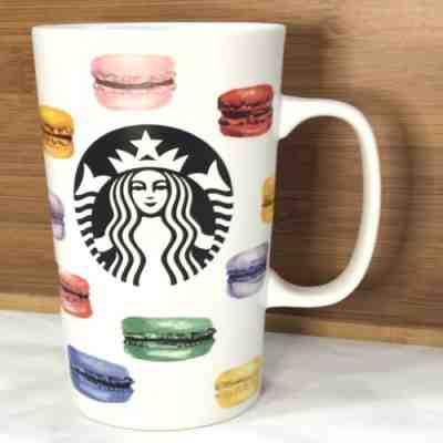 Starbucks French Macaron Mug Tall 16 Oz Multicolor Rainbow White Coffee Cup 2015 - Sold on eBay Jun, 30th 2019 for $23.99