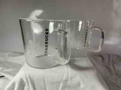 Pair Of Starbucks 2016 Clear Glass Frosted Bottom Cup Mug - Sold on eBay Jun, 30th 2019 for $22.00