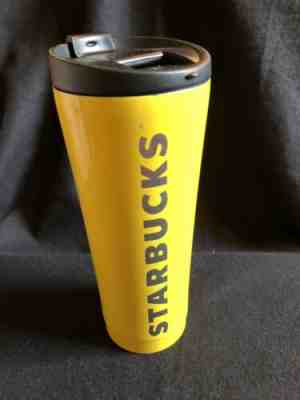 Starbucks 12 oz Tumbler Metal Traveler Bright Yellow Spell Out Coffee Mug  - Sold on eBay Jun, 30th 2019 for $24.99