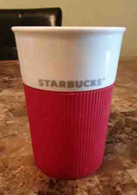 2011 Starbucks Red Rubber Sleeve Grip New Bone China Travel Mug Cup 8 oz No Lid - Sold on eBay Jun, 30th 2019 for $15.99