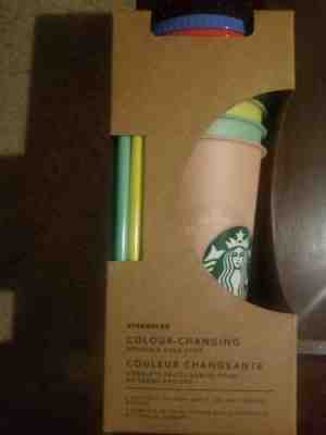 New Starbucks Color Changing Reusable Cold Cup Tumblers 24oz Venti Set Of 5 Cups - Sold on eBay Jun, 30th 2019 for $47.00