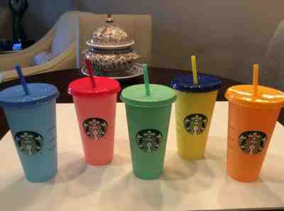 +STARBUCKS COLOR CHANGING COLD CUP 24 oz TUMBLERS - Sold on eBay Jun, 30th 2019 for $80.00