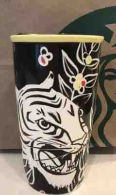 Starbucks White Tiger Double Wall Ceramic Traveller Coffee Tumbler 12 oz - Sold on eBay Jun, 30th 2019 for $41.88