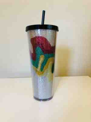 STARBUCKS COLD CUP SAND FLOW GLITTER SILVER RED GREEN GOLD BLACK YELLOW 24 fl oz - Sold on eBay Jun, 30th 2019 for $16.99