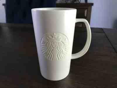 STARBUCKS 2015 EMBOSSED MERMAID Mug 16 oz- Matte White Grande Cup - Sold on eBay Jun, 30th 2019 for $24.99