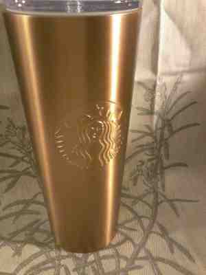 STARBUCKS GOLD STAINLESS STEEL TUMBLER 24oz NWT summer 2019 ships free ! - Sold on eBay Jun, 30th 2019 for $20.51