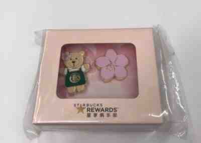 Starbucks 2019 China Pink Sakura & Bearista Pin A Set - Sold on eBay Jun, 30th 2019 for $22.99