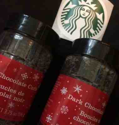 2x Starbucks Coffee Toppings Dark Chocolate Curls New Sealed 3.75 Bottle STICKER - Sold on eBay Jun, 30th 2019 for $16.99