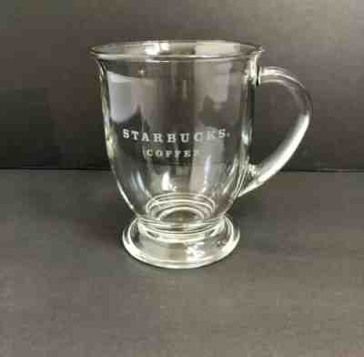Starbucks Clear Glass Coffee Mug Cup Anchor Hocking Etched Logo Pedestal 16oz - Sold on eBay Jun, 30th 2019 for $24.99