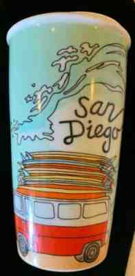  NWT. Starbucks San Diego Surfing Double Wall Ceramic Travel Mug 12 oz  - Sold on eBay Jun, 30th 2019 for $38.00