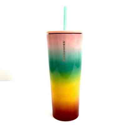 Starbucks Stainless Rainbow Pride Steel Tumbler with Straw 24oz VENTI - Sold on eBay Jun, 30th 2019 for $34.32