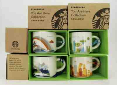 STARBUCKS YOU ARE HERE COLLECTION 4 ORNAMENTS ALASKA HAWAII LOS ANGELES SEATTLE - Sold on eBay Jun, 29th 2019 for $40.00