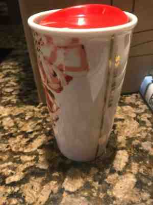 Starbucks 2015 Pink Floral Ceramic Travel Mug Porcelain with Lid Watercolor 10oz - Sold on eBay Jun, 29th 2019 for $15.99