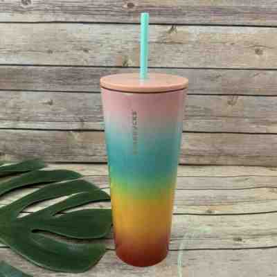 Starbucks Rainbow Metal Venti Tumbler New Cold Ombre Stainless Summer 2019 - Sold on eBay Jun, 29th 2019 for $31.99