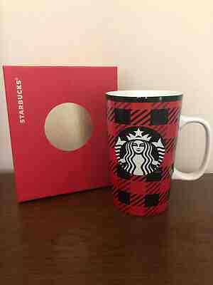 Starbucks Red & Black Plaid Buffalo Checked Mug 2014 Dot Collection - New, READ - Sold on eBay Jun, 29th 2019 for $28.99