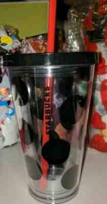 Starbucks Travel Cold Cup Tumbler 2016 16 oz Black Dots W/ Red Straw NEW HTF - Sold on eBay Jun, 29th 2019 for $17.95
