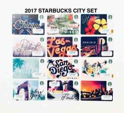 2017 STARBUCKS US COMPLETE 12 City Cards Set Lot Hawaii San Francisco Chicago LA - Sold on eBay Jun, 29th 2019 for $22.99
