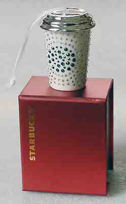STARBUCKS 2014 SWAROVSKI CRYSTAL ORNAMENT NIB tumbler ceramic VHTF - Sold on eBay Jun, 29th 2019 for $17.50