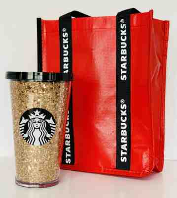 NEW Starbucks 2018 Holiday Gold Glitter & Black Cold Cup Tumbler 16 oz SOLD OUT! - Sold on eBay Jun, 29th 2019 for $28.95
