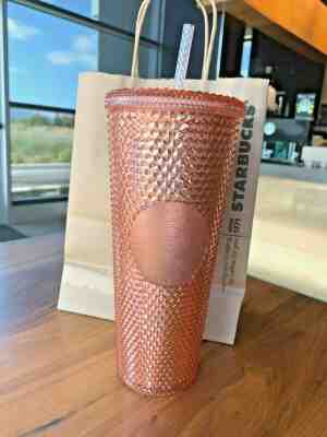  SOLD OUT Starbucks 2019 Rose Gold Pink Sparkling Jeweled 24oz Venti Tumbler - Sold on eBay Jun, 29th 2019 for $37.99