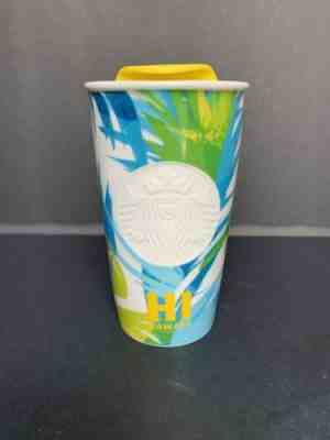 2016 Starbucks Hawaii Hawaiian Blue Palms Ceramic Travel Tumbler Mug 12 OZ NEW - Sold on eBay Jun, 29th 2019 for $28.99