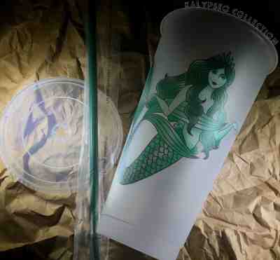 NEW 2019 Starbucks Mermaid Siren Reusable Frosted Venti Plastic Tumbler LIMITED! - Sold on eBay Jun, 29th 2019 for $25.00