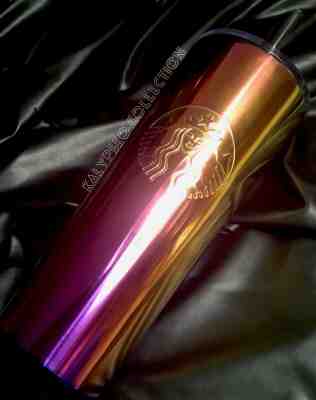 NEW Starbucks 2019 Iridescent Summer Tumbler Venti 24oz Purple Gold Blue - Sold on eBay Jun, 29th 2019 for $45.00