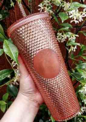 NEW Starbucks 2019 Rose Gold Pink Sparkling Jeweled 24 oz Venti Tumbler w/ Straw - Sold on eBay Jun, 29th 2019 for $20.00