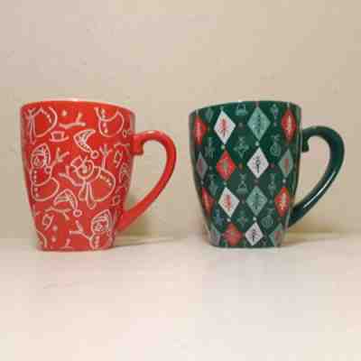 Starbucks Christmas Barista Mug 2001 2002 Snowman Ornaments Trees Red Gold Green - Sold on eBay Jun, 28th 2019 for $24.99