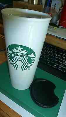 Starbucks Logo Double Wall Ceramic Travel Mug 16 Oz White Tumbler 2016  - Sold on eBay Jun, 28th 2019 for $27.00