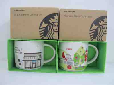 Starbucks Coffee Mugs "You are Here" Seattle Pike Place Market & Ohio 16 oz IOB - Sold on eBay Jun, 28th 2019 for $24.07
