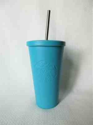 Starbucks Stainless Steel Tumbler & Straw Turquoise Travel Tumbler Cold Drinks - Sold on eBay Jun, 28th 2019 for $17.85