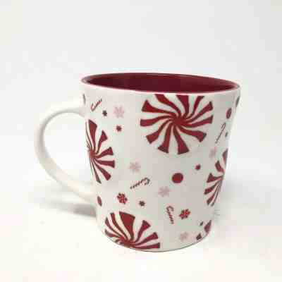 Starbucks Coffee Mug Peppermint Candy Cane Red White Embossed 2007 Cup - Sold on eBay Jun, 26th 2019 for $23.95