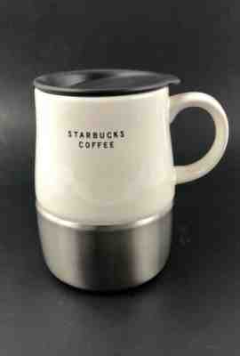 Starbucks Coffee Cup White and Stainless Steel Travel Mug 14 oz 2004 Silver - Sold on eBay Jul, 5th 2019 for $26.99
