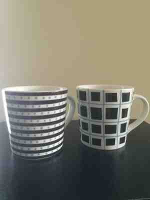 Starbucks 2004 Pair Of Gorgeous Polka Dot and Square Grid Coffee Mugs Cups - Sold on eBay Jul, 5th 2019 for $29.00