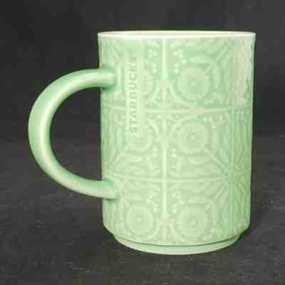 Starbucks Coffee Embossed Celadon Green Floral Mug Tea Cup 12 oz - Sold on eBay Jul, 5th 2019 for $22.95